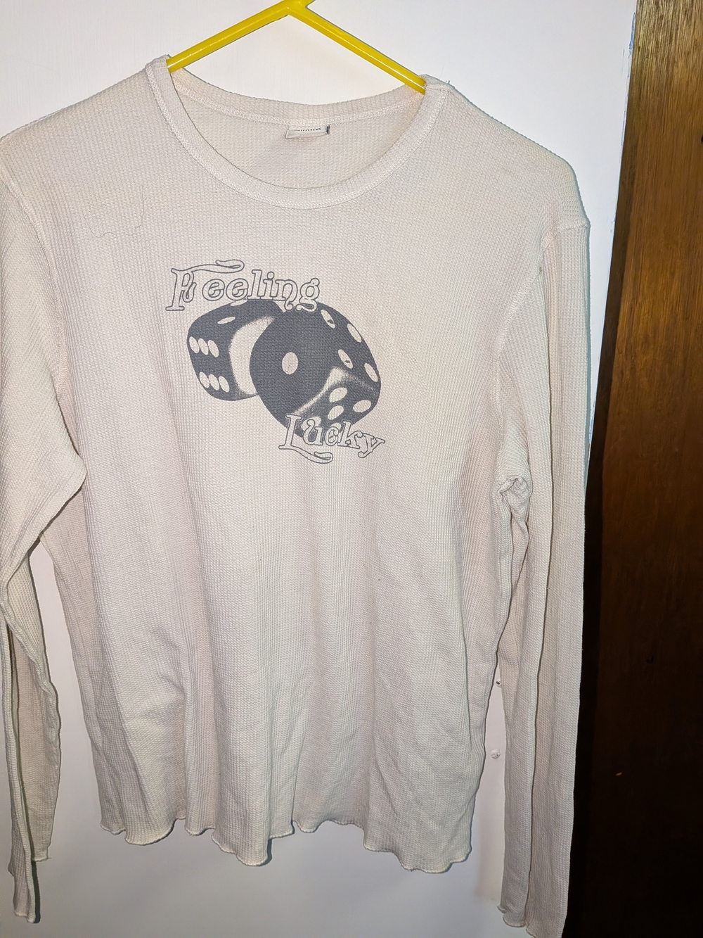 Urban Outfitters Feeling Lucky Graphic Long Sleeve Thermal Tee Thermal Tee White